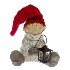 My Flair Décoration garçon à la lanterne I - Résine synthétique - Gris / Rouge -Pas Cher Décoration Magasin 1000140824 181114 074244144 GALLERYIMAGES P000000001000140824