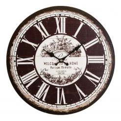 My Flair Horloge murale Welcome - MDF - Noir / Blanc