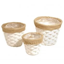 Flechtwaren Müller Paniers Junin Round (3 éléments) - Saule / Jute - Blanc / Marron
