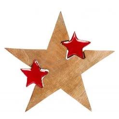 My Flair Étoile déco Caxias - Manguier massif - Marron - Hauteur : 20 cm