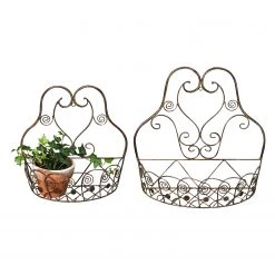 Boltze Porte-plantes mural Sundstrup (2 élém.) - Fer - Marron