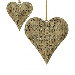 Boltze Objet décoratif cœur (2 éléments) - Fer - Cuivre