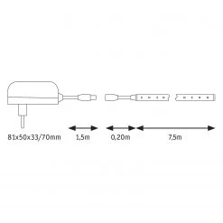 Paulmann Guirlande lumineuse Ilheus 7,5 m II - Silicone - 1 ampoule -Pas Cher Décoration Magasin 1000168722 200103 12290600024 SKETCH DETAILS P000000001000168722 sketch