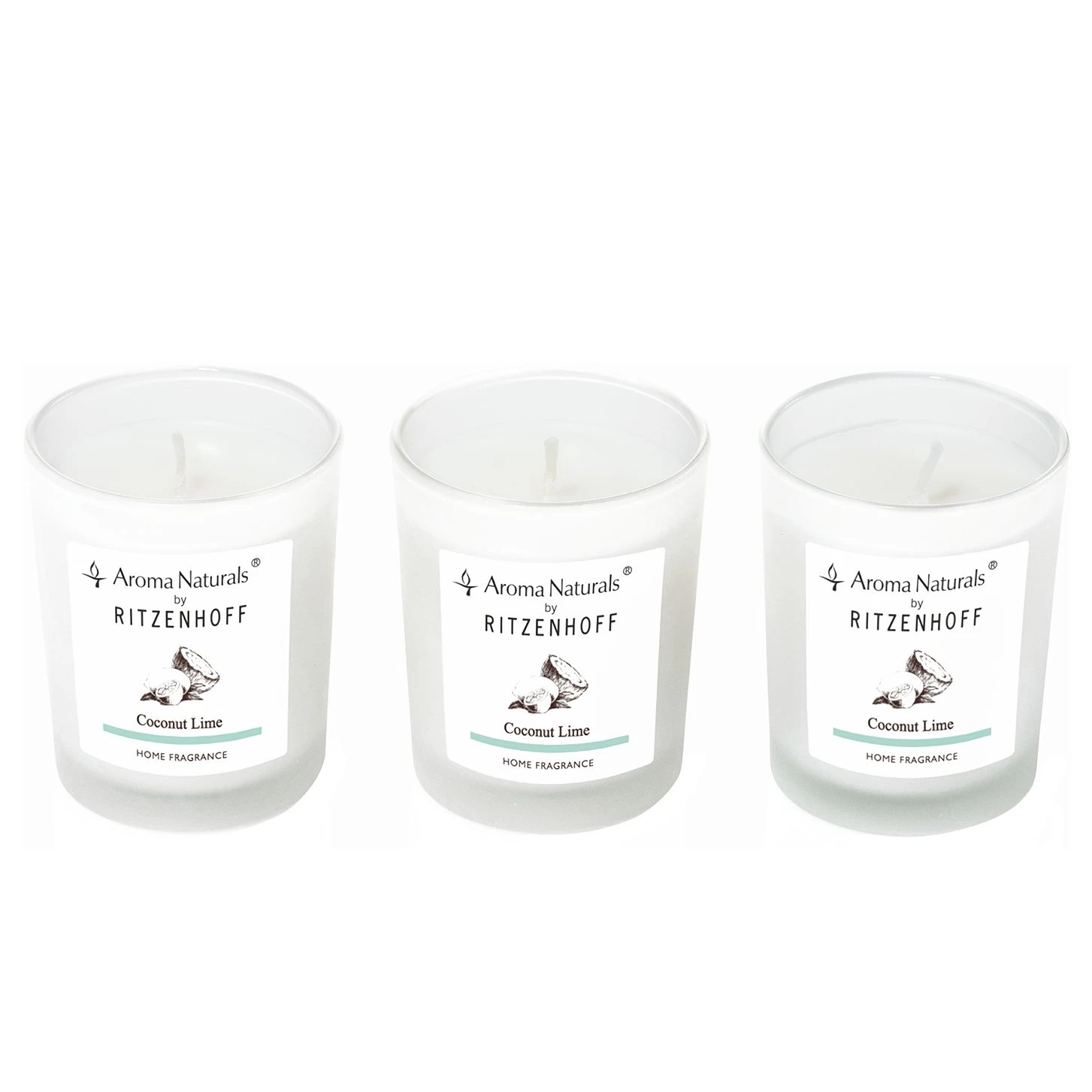 Ritzenhoff Bougie parfumée Coconut Lime (lot de 3) - Blanc 1 Ritzenhoff Bougie parfumée Coconut Lime (lot de 3) - Blanc