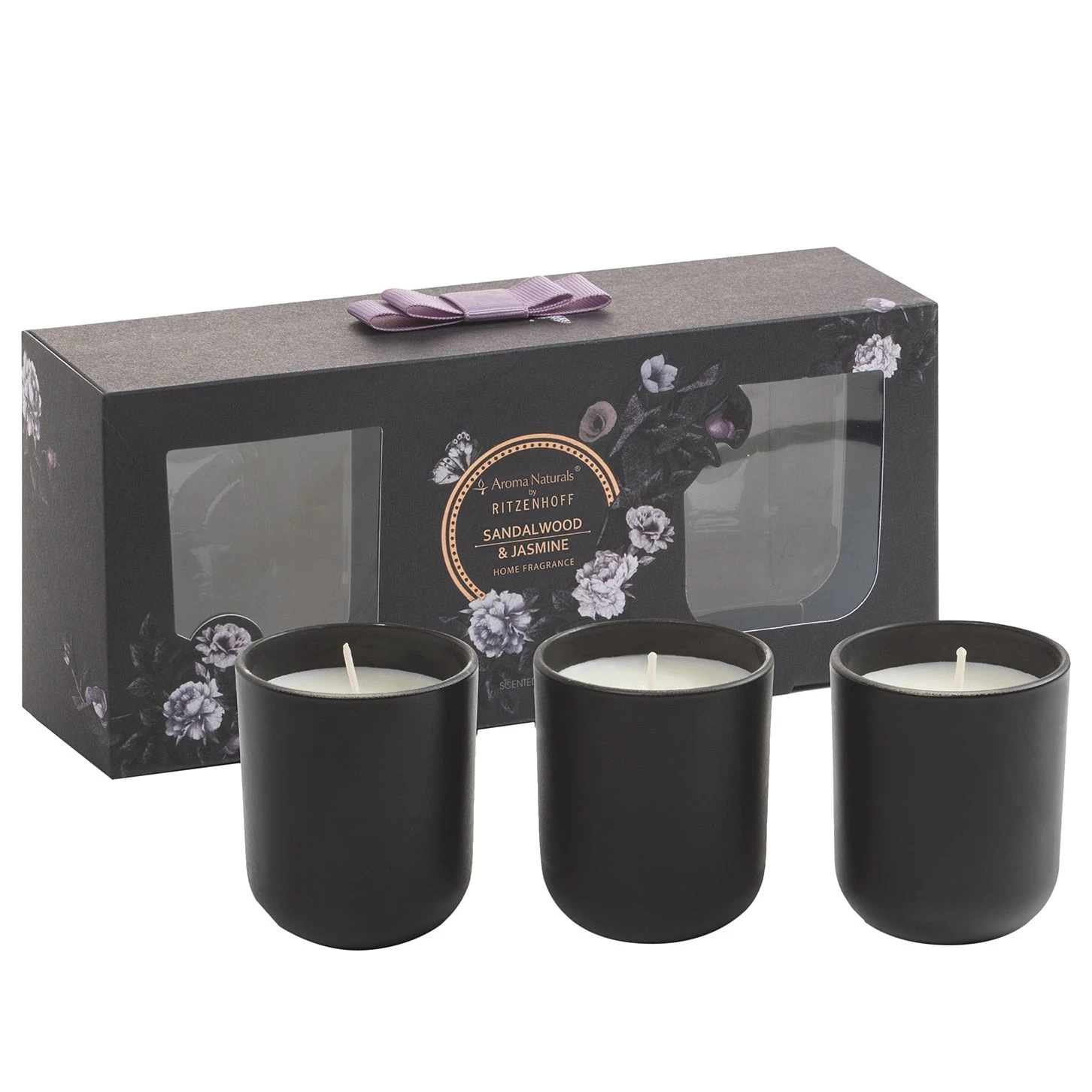 Ritzenhoff Bougie parfumée Sandalwood (lot de 3) - Noir 2 Ritzenhoff Bougie parfumée Sandalwood (lot de 3) - Noir – Image 2
