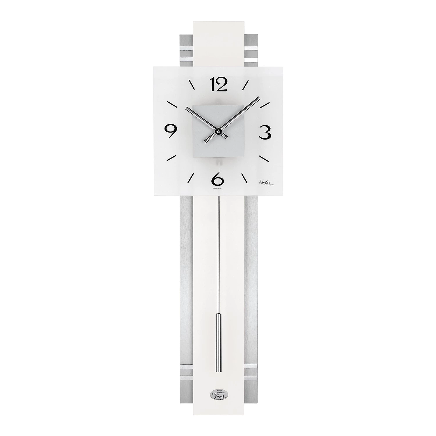 AMS Pendule Ovalle - Quartz - Argenté / Gris 1 AMS Pendule Ovalle - Quartz - Argenté / Gris