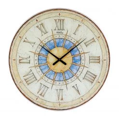 AMS Horloge murale Playa Garza - Quartz - Beige / Bleu