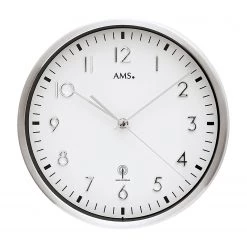 AMS Horloge murale Con Con - Horloge - Argenté / Blanc - Diamètre : 25 cm