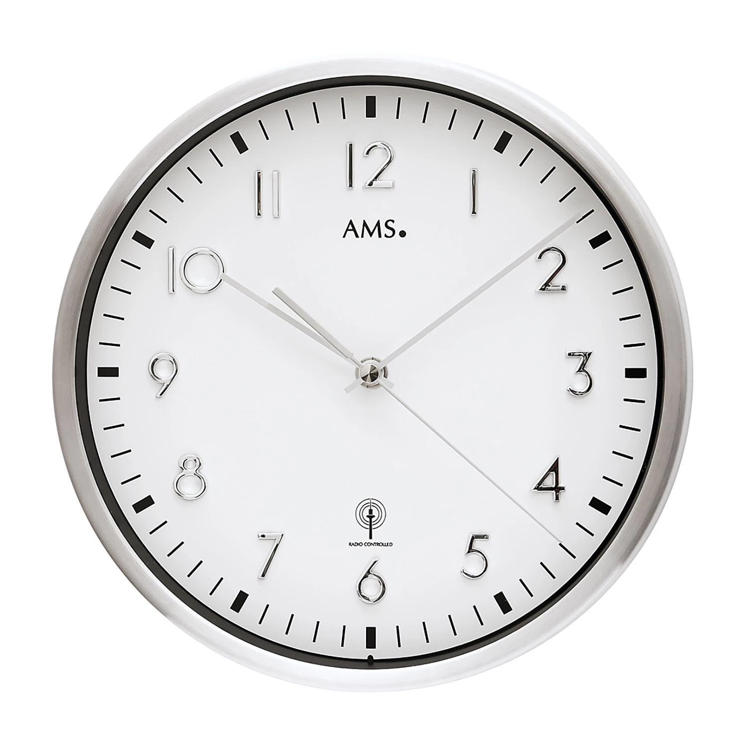 AMS Horloge murale Con Con - Horloge - Argenté / Blanc - Diamètre : 25 cm 1 AMS Horloge murale Con Con - Horloge - Argenté / Blanc - Diamètre : 25 cm