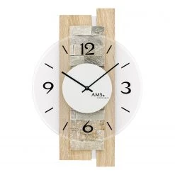 AMS Horloge murale Ebull - Verre transparent / Bois - Marron clair
