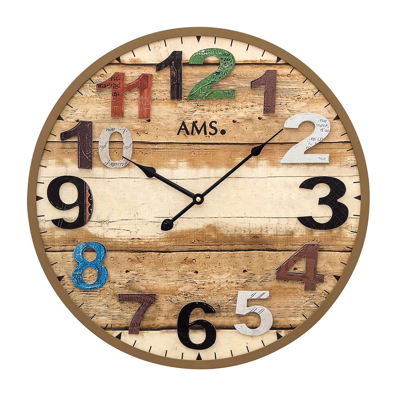 AMS Horloge murale Woodridge - Quartz - Marron 1 AMS Horloge murale Woodridge - Quartz - Marron