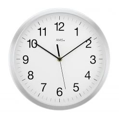 AMS Horloge murale Keswick - Horloge - Argenté / Blanc - Diamètre : 40 cm