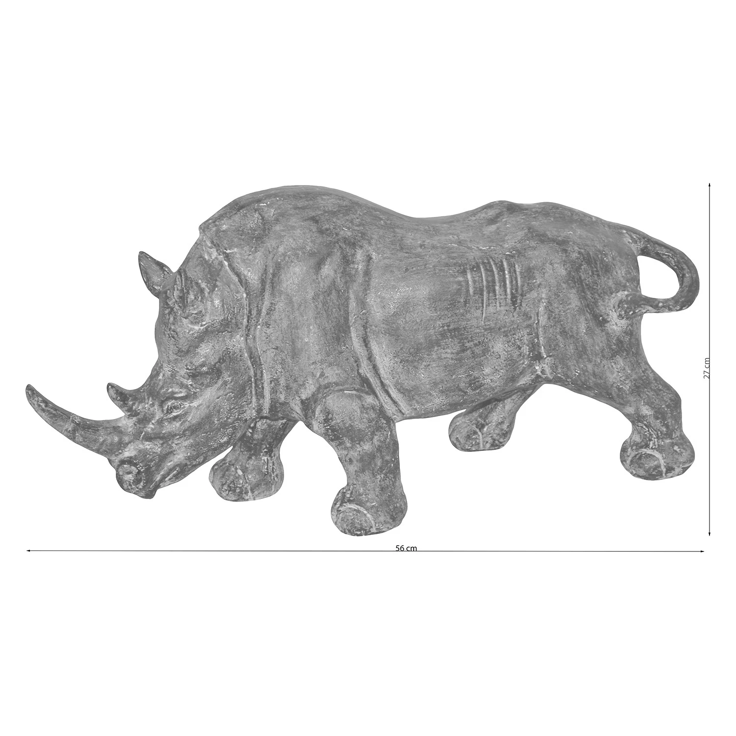 Twentyfour Figurine Rhinocéros - Polyrésine - Gris blanchi 2 Twentyfour Figurine Rhinocéros - Polyrésine - Gris blanchi – Image 2