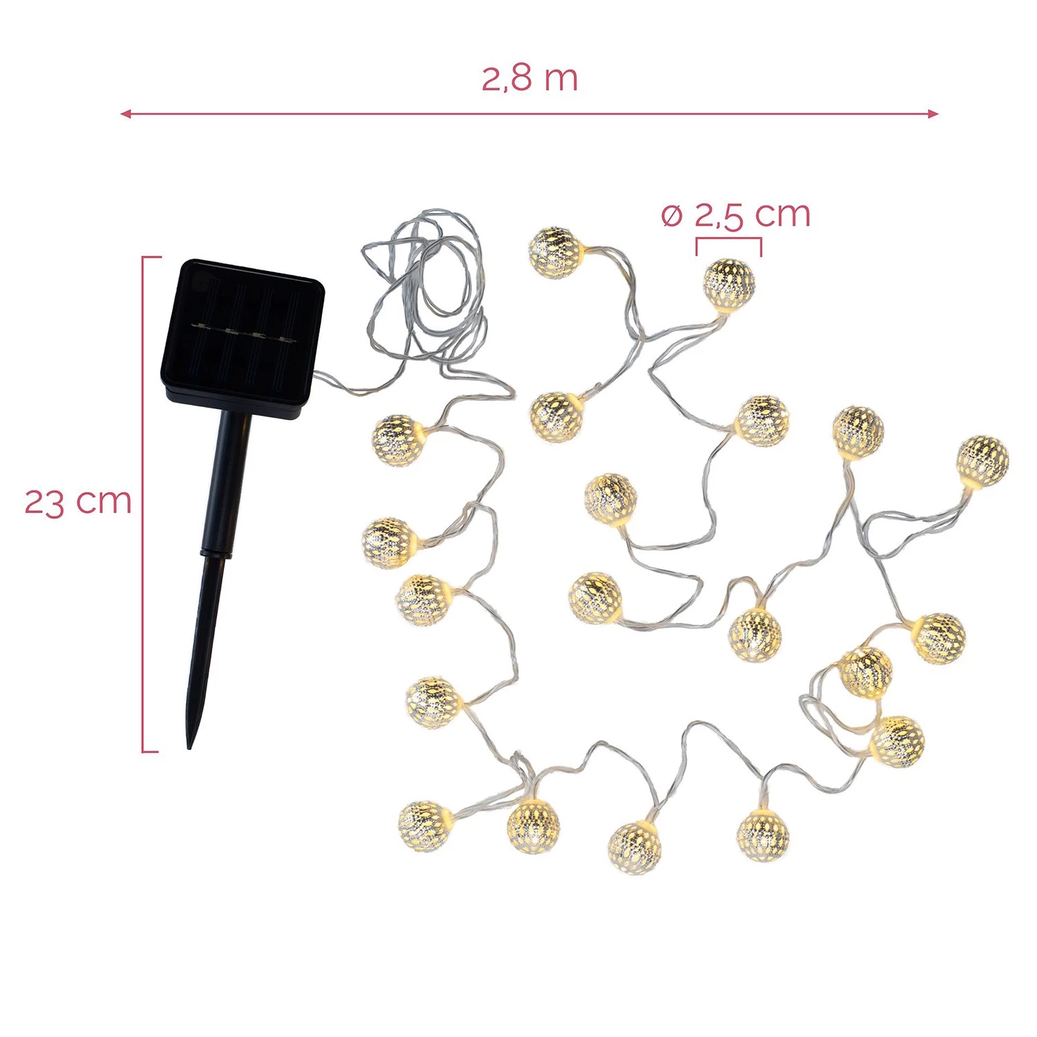 Pauleen Guirlande solaire Sunshine Glamour - Silicone / Aluminium - 20 ampoules 7 Pauleen Guirlande solaire Sunshine Glamour - Silicone / Aluminium - 20 ampoules – Image 7