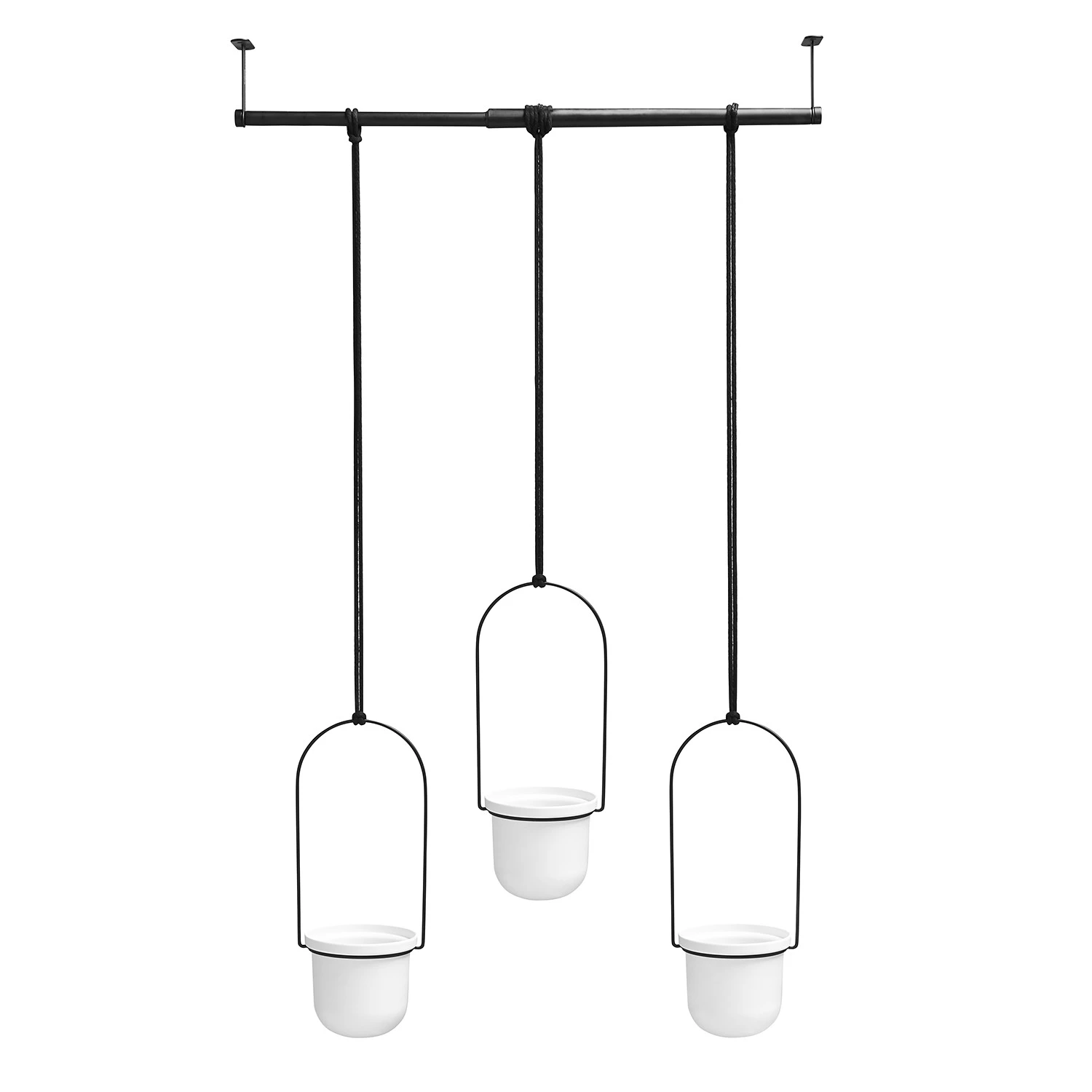 Umbra Pots de fleur suspendus Triflora - Mélamine / Fer / Fil métallique - Blanc / Noir 1 Umbra Pots de fleur suspendus Triflora - Mélamine / Fer / Fil métallique - Blanc / Noir