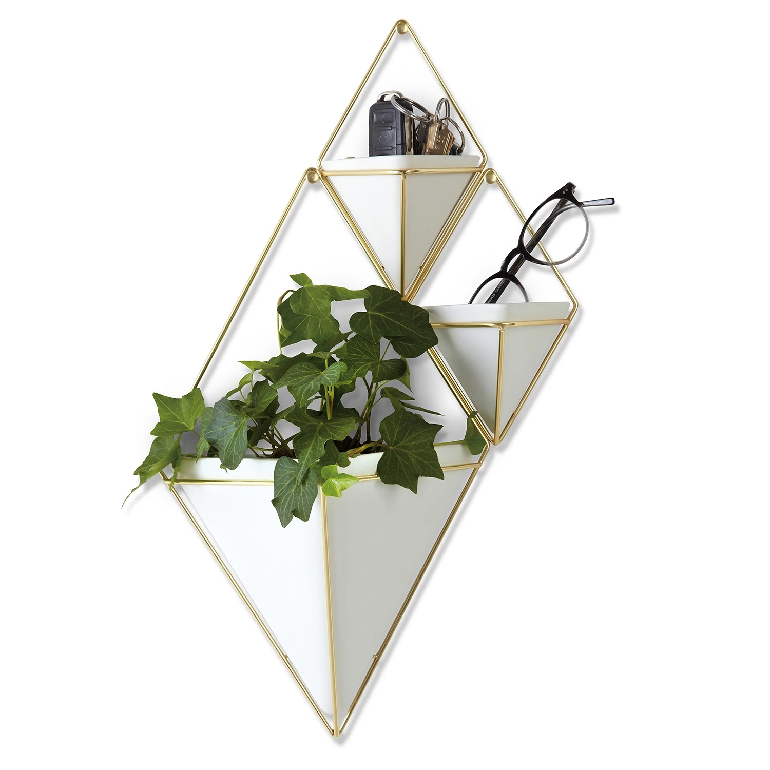 Umbra Vase mural Trigg - Blanc / Laiton 4 Umbra Vase mural Trigg - Blanc / Laiton – Image 4