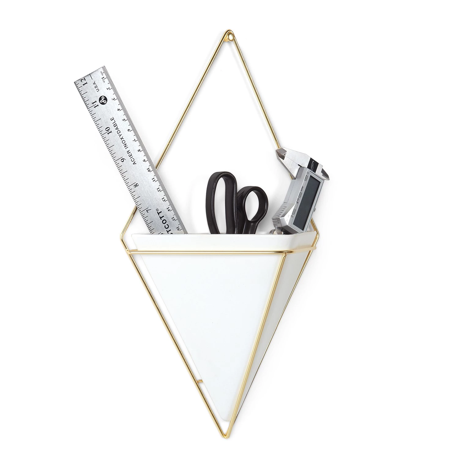 Umbra Vase mural Trigg - Blanc / Laiton 5 Umbra Vase mural Trigg - Blanc / Laiton – Image 5