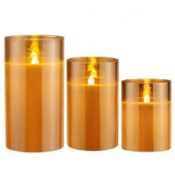 Pauleen Bougies en cire Classy Golden (lot de 3) - Cire / Verre - 3 ampoules