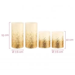 Pauleen Bougies en cire Gold Glitter (lot de 4) - Cire - 4 ampoules -Pas Cher Décoration Magasin 1000229363 210430 11321300105 SKETCH DETAILS P000000001000229363 sketch