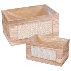 Flechtwaren Müller Jardinières Thilay (2 éléments) - Pin massif / Film plastique - Marron