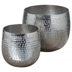 Boltze Pots de fleur Detroit (2 éléments) - Aluminium - Argenté