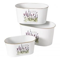 Boltze Pots de fleur Lavendel (3 éléments) - Zinc - Blanc