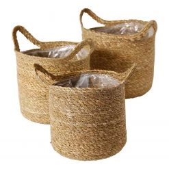 Boltze Pots de fleur Dawid (3 éléments) - Zostère naturel