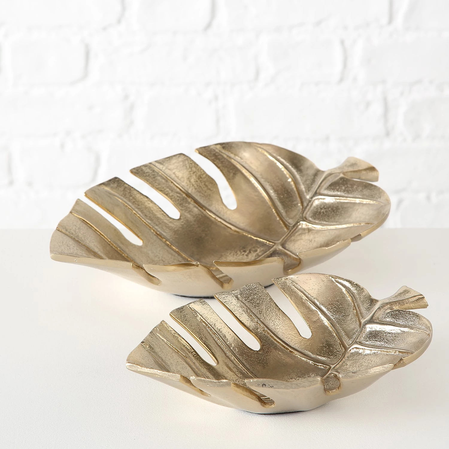 Boltze Coupes Monstera (2 éléments) - Aluminium - Doré vieilli 2 Boltze Coupes Monstera (2 éléments) - Aluminium - Doré vieilli – Image 2