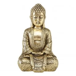 Boltze Bouddha Jarven II - Résine synthétique - Doré - 13 x 30 cm