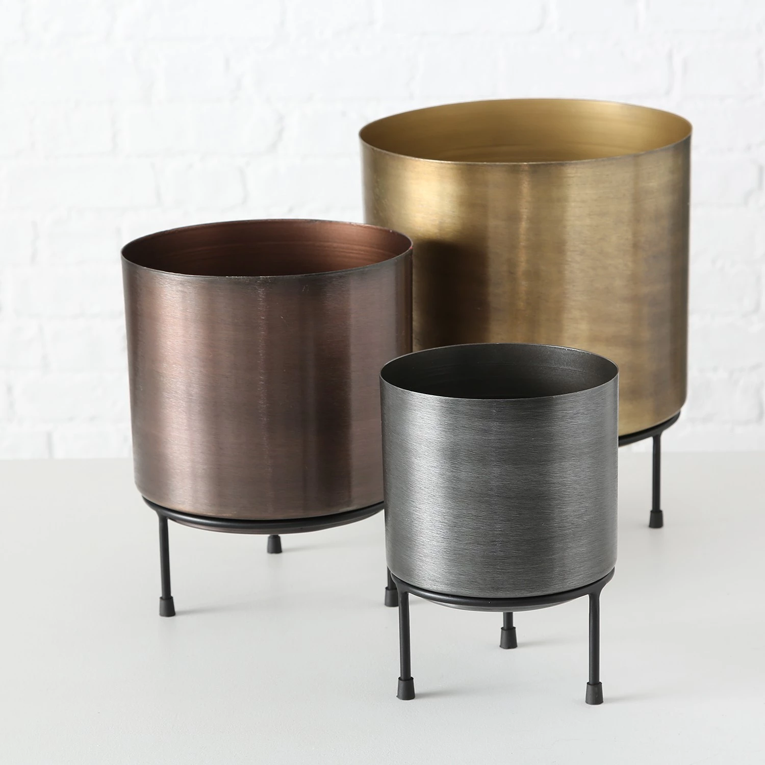 Boltze Pots de fleur Dean (3 éléments) - Fer - Marron vieilli 2 Boltze Pots de fleur Dean (3 éléments) - Fer - Marron vieilli – Image 2