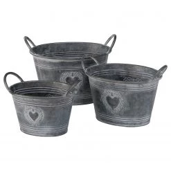 Boltze Pots de fleur Silvie I (3 éléments) - Zinc - Gris