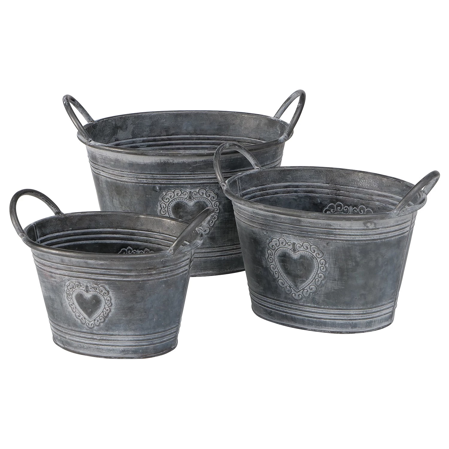 Boltze Pots de fleur Silvie I (3 éléments) - Zinc - Gris 1 Boltze Pots de fleur Silvie I (3 éléments) - Zinc - Gris