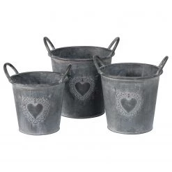 Boltze Pots de fleur Silvie II (3 éléments) - Zinc - Gris