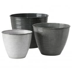 Boltze Pots de fleur Juvenia II (3 éléments) - Fer - Gris