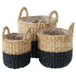 Boltze Pots de fleur Roussay (3 éléments) - Zostère - Noir