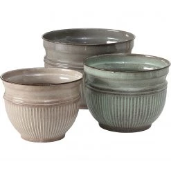 Boltze Pots de fleur Floretta (3 éléments) - Fer - Taupe