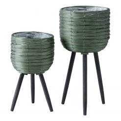 Boltze Pots de fleur Khare (2 éléments) - Papier - Kaki