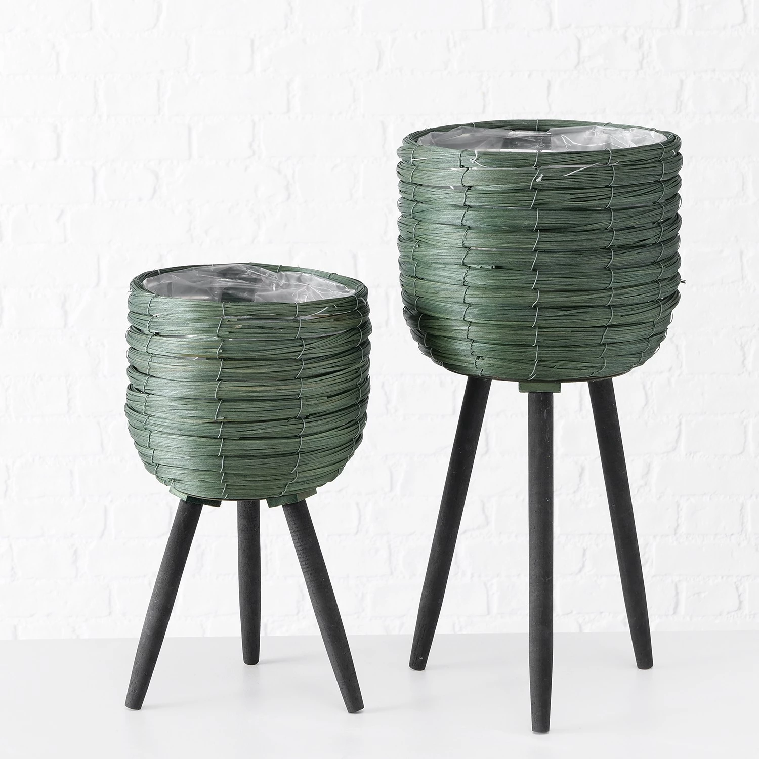 Boltze Pots de fleur Khare (2 éléments) - Papier - Kaki 2 Boltze Pots de fleur Khare (2 éléments) - Papier - Kaki – Image 2