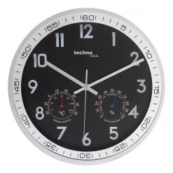 Technoline Horloge murale WT 7981 - Matière plastique / Verre - Argenté / Noir