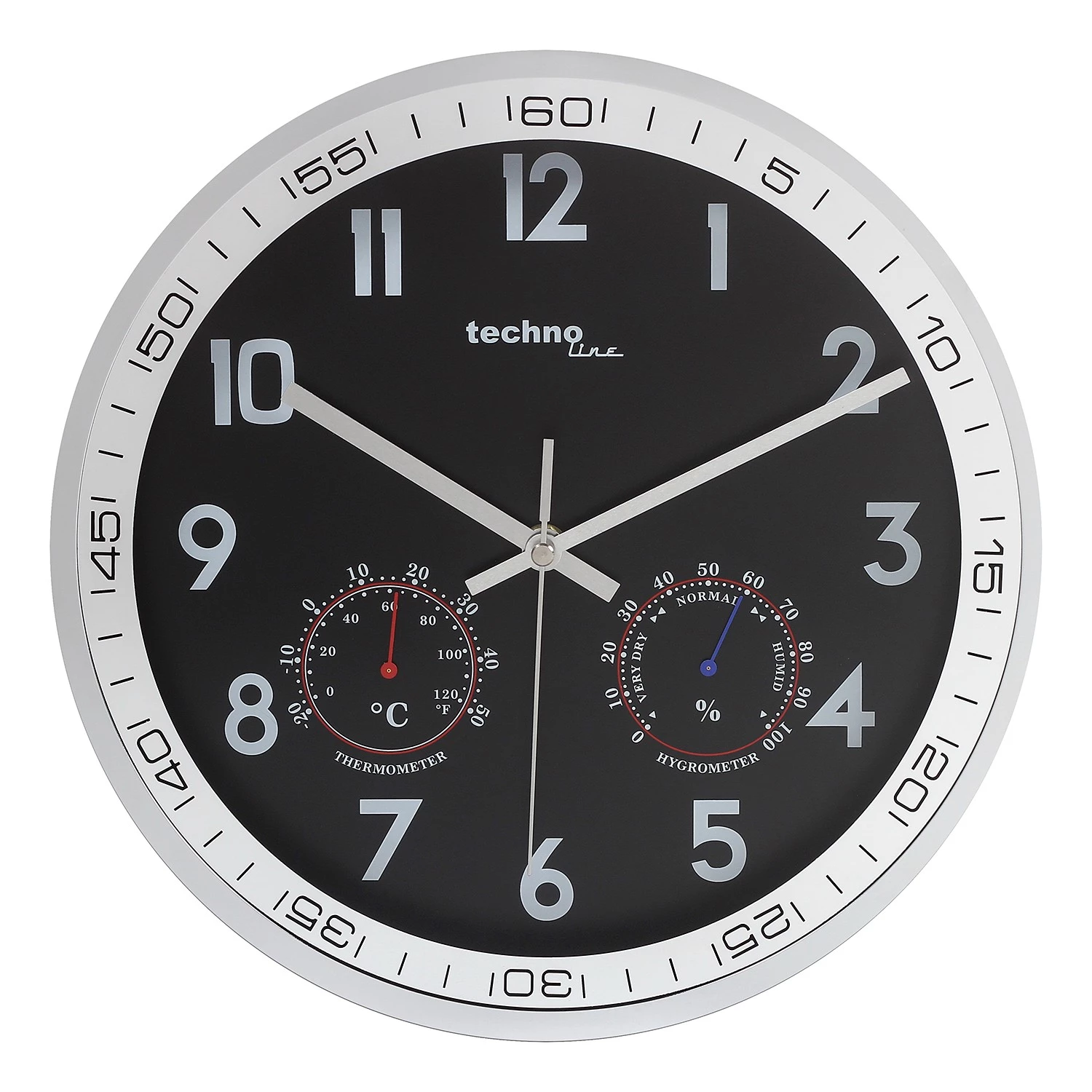 Technoline Horloge murale WT 7981 - Matière plastique / Verre - Argenté / Noir 1 Technoline Horloge murale WT 7981 - Matière plastique / Verre - Argenté / Noir