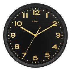 Technoline Horloge murale WT 8500 - Matière plastique - Noir / Doré