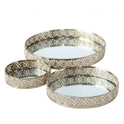 Boltze Assiettes à bougies Suin (3 éléments) - Fer - Argenté