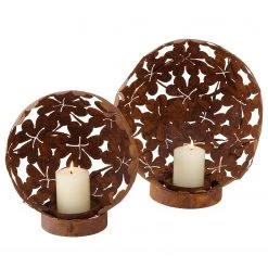 Boltze Photophore Klee (2 éléments) - Fer - Marron rouille