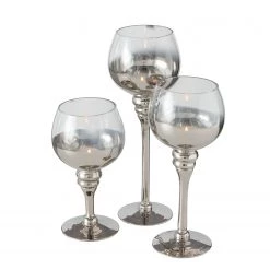 Boltze Photophores Minou III (3 éléments) - Verre - Argenté
