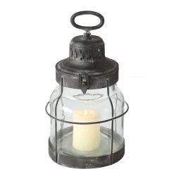 Boltze Photophore Husum - Fer - Noir - Hauteur : 32 cm