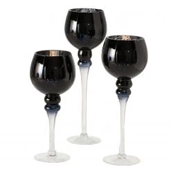 Boltze Photophores Manou III (3 éléments) - Verre - Bleu