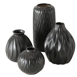 Boltze Vases Zalina (4 éléments) - Porcelaine - Noir