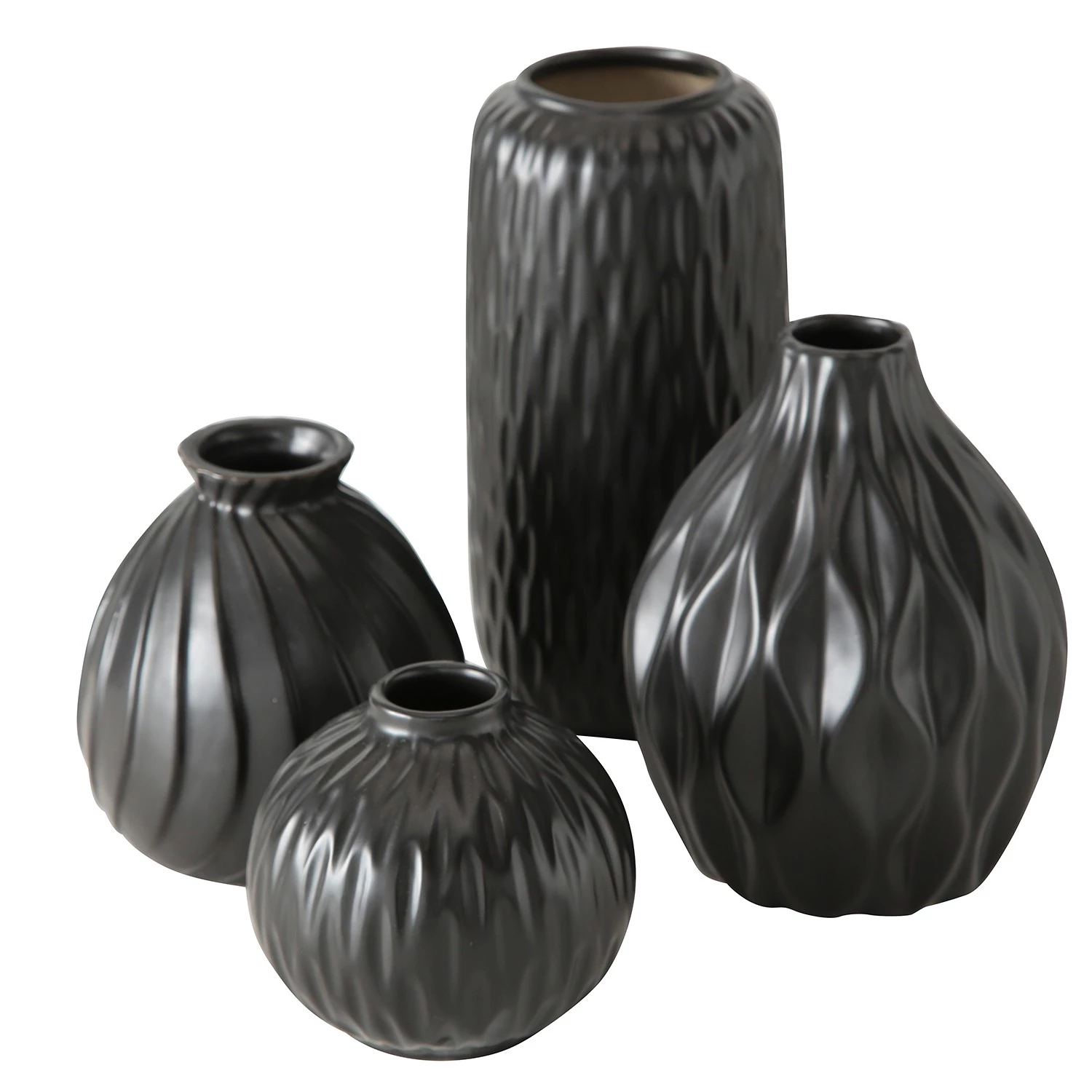 Boltze Vases Zalina (4 éléments) - Porcelaine - Noir 1 Boltze Vases Zalina (4 éléments) - Porcelaine - Noir