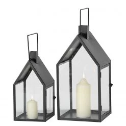 Boltze Lanternes Nuovo (2 éléments) - Fer / Verre transparent - Noir