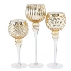 Boltze Photophores Manou II (3 éléments) - Verre transparent - Doré